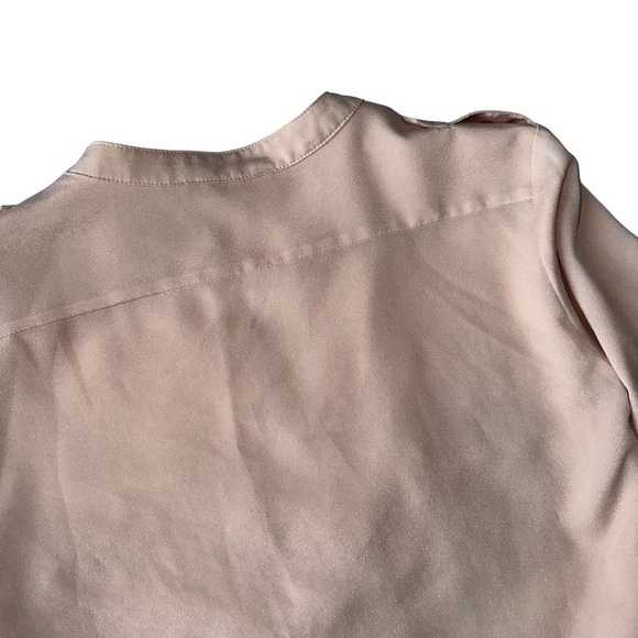 CALVIN KLEIN TUNIC V-NECK  NUDE PINK SATIN BUTTON-UP BLOUSE - SIZE US XS - Picture 9 of 11